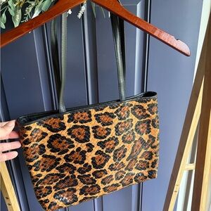 Leopard Print Tote with Black Handles